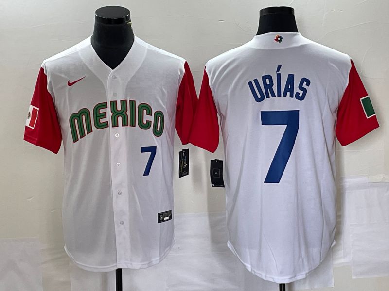 Men 2023 World Cub Mexico #7 Urias White blue Nike MLB Jersey2->more jerseys->MLB Jersey